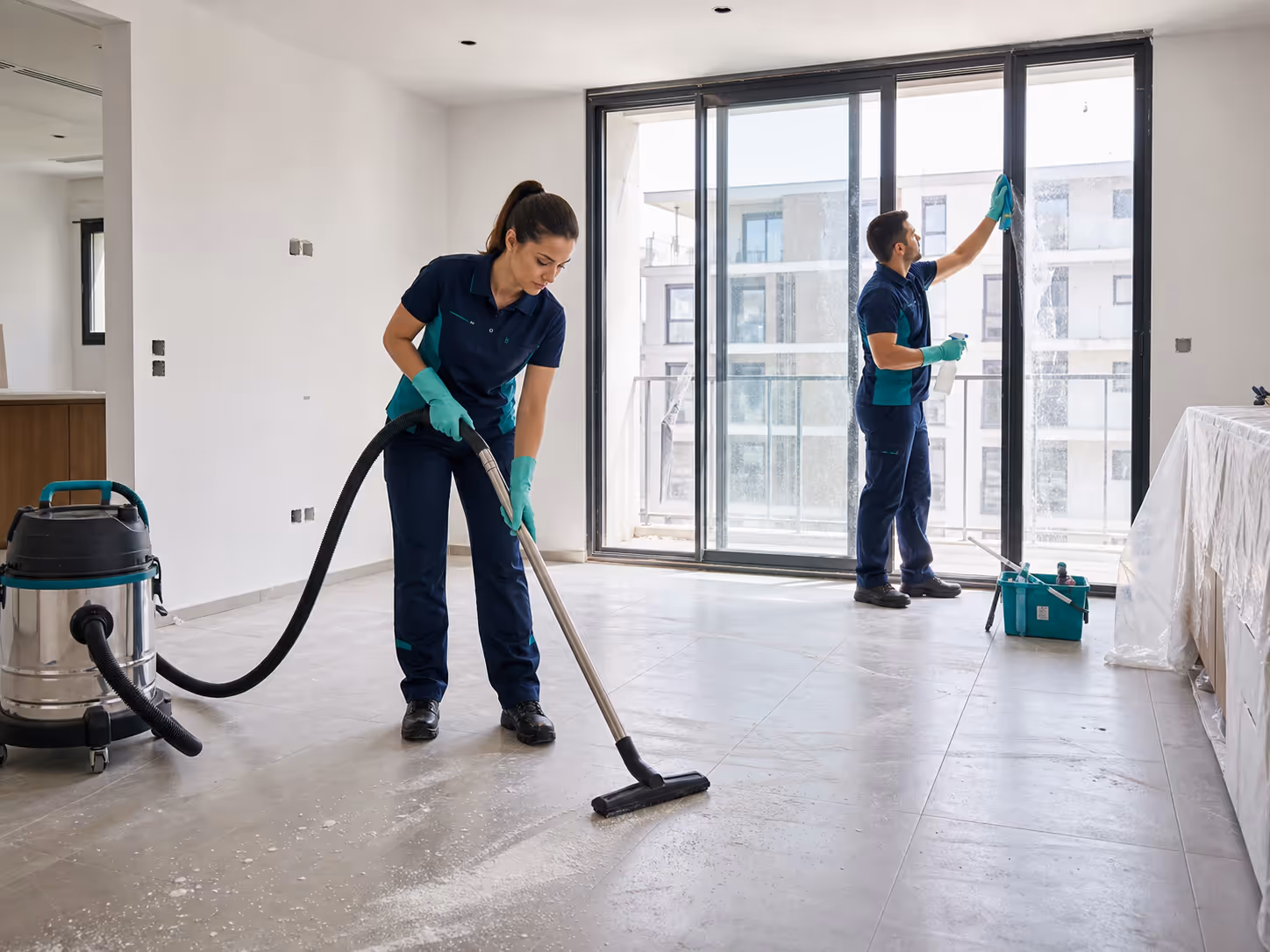 Nettoyage après travaux dans un local professionnel